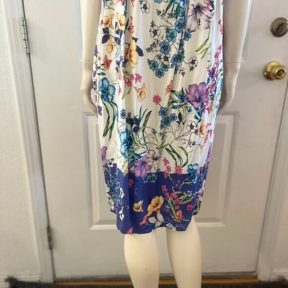 J.Jill Woman's Floral Print Pleated Summer A-Line Midi Dress Sz Lr - Picture 7 of 10